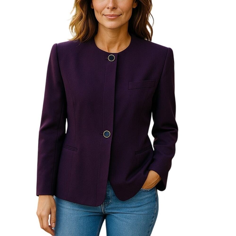 Kasper for ASL Blazer Womens Size 12 2 Button Single Breasted Purple